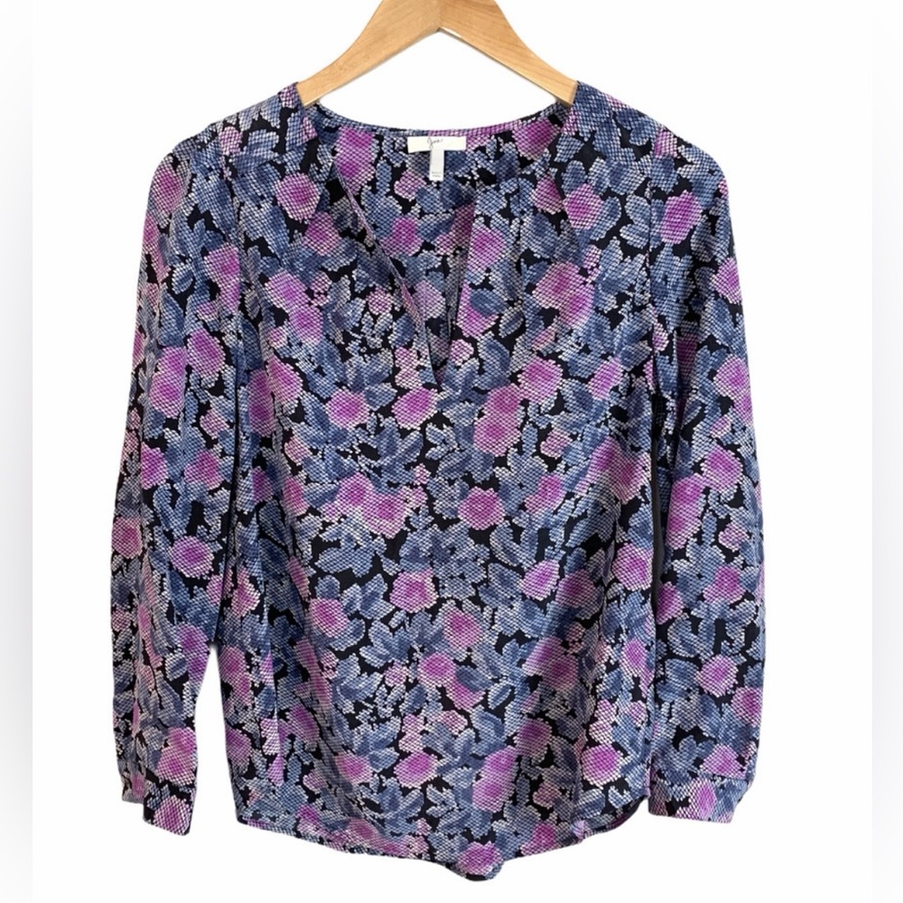 Joie long sleeve V neck silk blouse size small